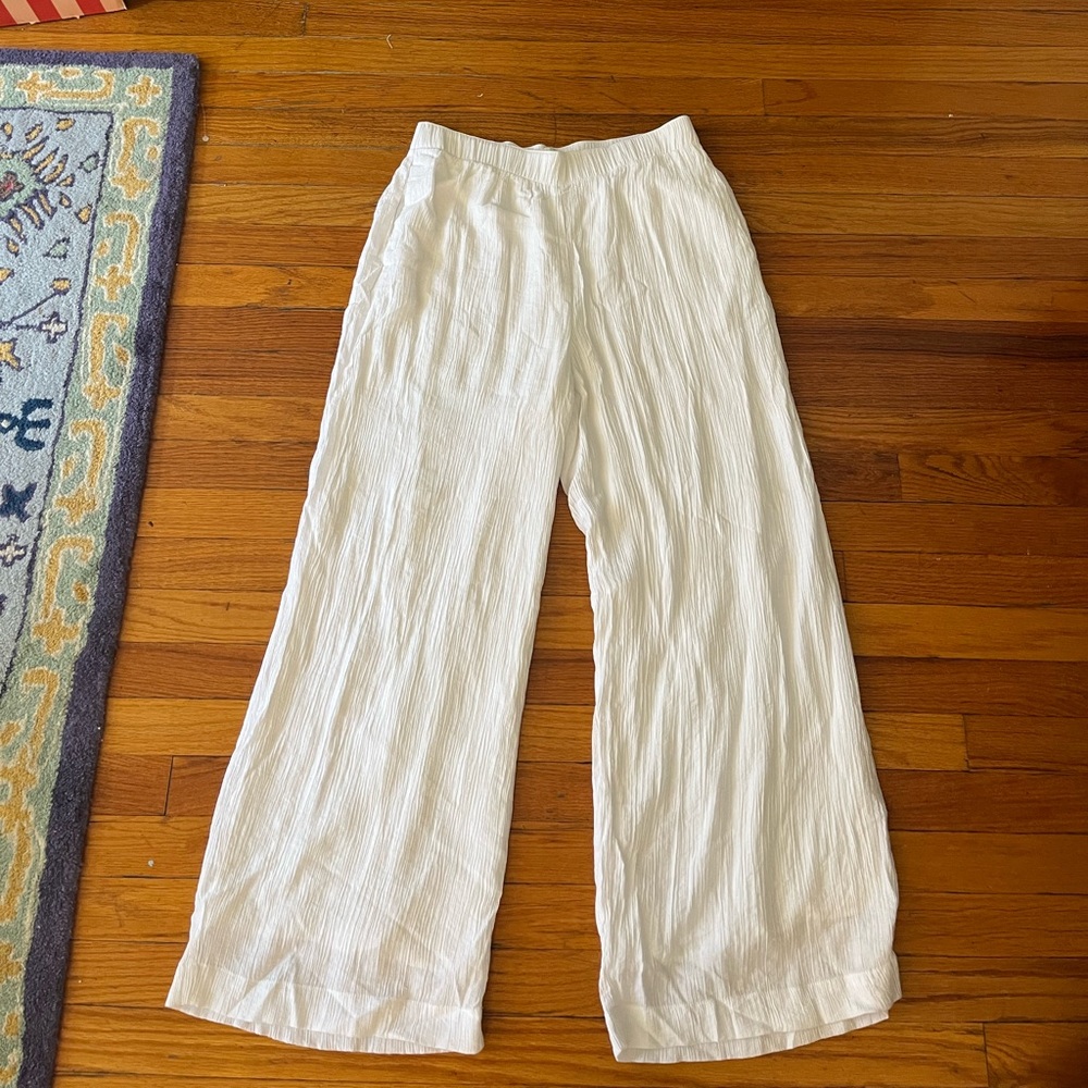 Abercrombie Crinkle Textured Pull On Pants White size medium